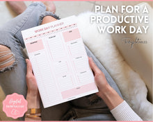 Load image into Gallery viewer, Work Planner &amp; Work Day Organizer | Editable Daily Planner, Work From Home To Do List Printable &amp; Digital Schedule | Pink
