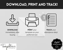 Load image into Gallery viewer, Attendance Tracker Sheet | Printable Attendance Record Log for Students | Mono
