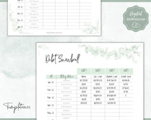 Load image into Gallery viewer, DEBT TRACKER, Debt Snowball, Debt Payoff Tracker Printable | Dave Ramsey Debt Free Tracker | Green Eucalyptus

