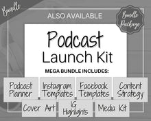 Load image into Gallery viewer, 25 Podcast Facebook Post Templates. Editable Social Media Posts. Canva Template. Marketing Graphics Podcasters Podcasting Face book, Planner | Mono
