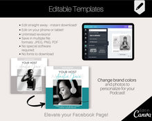 Load image into Gallery viewer, 25 Podcast Facebook Post Templates. Editable Social Media Posts. Canva Template. Marketing Graphics Podcasters Podcasting Face book, Planner | Mono

