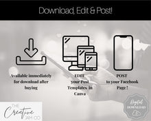 Load image into Gallery viewer, 25 Podcast Facebook Post Templates. Editable Social Media Posts. Canva Template. Marketing Graphics Podcasters Podcasting Face book, Planner | Mono
