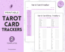 Load image into Gallery viewer, Tarot Card Trackers &amp; Monthly Readings | Learn Tarot Card Readings, Tarot Spreads | Beginner Tarot Planner Workbook, Grimoire &amp; Cheat Sheets | Purple
