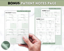 Load image into Gallery viewer, 4 Patient Nurse Report Sheet to Organize your Shifts | Nurse Brain Sheet, ICU Nurse Report Patient Assessment Template | Green
