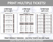 Load image into Gallery viewer, EDITABLE Event Ticket Gift Template | DIY Templates for Concerts, Theatre Shows, Surprise Gifts &amp; Special Occassions | Mono
