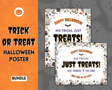 Load image into Gallery viewer, Halloween Trick or Treat sign | &#39;Please Take One&#39; Printable Candy Treat Poster | White
