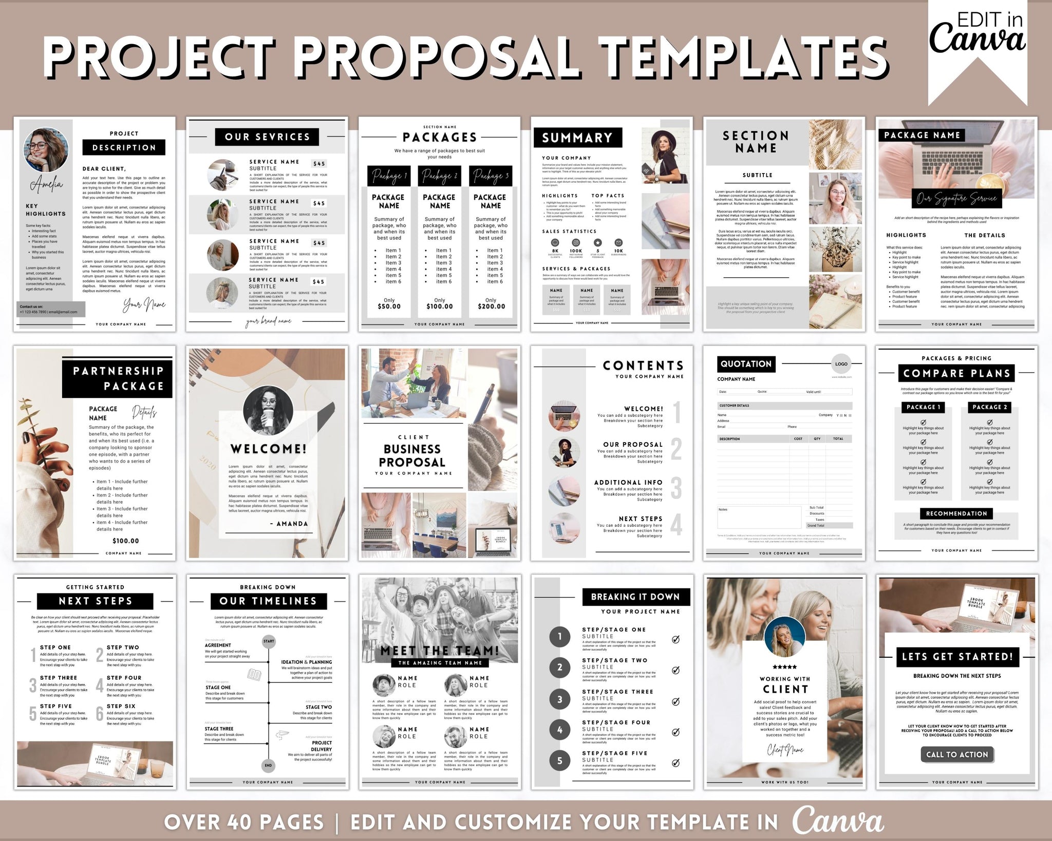 Business Project Proposal Templates | 40 Editable Canva Templates