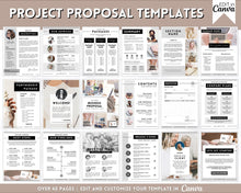 Load image into Gallery viewer, Business Project Proposal Template | 40 Editable Canva Templates for Pitch Decks, Quotes, Marketing Price Lists, Small Business Services
