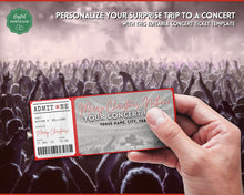 Load image into Gallery viewer, CHRISTMAS Concert Ticket Template | EDITABLE Surprise Xmas Getaway gift for Musical Events &amp; Theatre Shows
