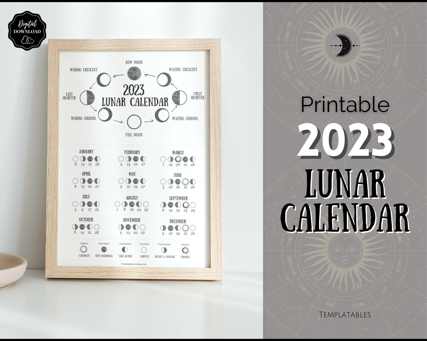 2023 Lunar Calendar Printable - Moon Phases Astrology Calendar 2023-lunar-calendar-printable-moon-phases-astrology-calendar