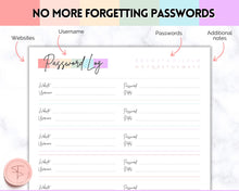 Load image into Gallery viewer, Password Tracker BUNDLE | 3 Printable Password Log &amp; Organizers, Password Keeper, Password Manager | Pastel Rainbow
