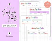Load image into Gallery viewer, Sinking Funds Tracker BUNDLE | Printable Savings, Budget &amp; Finance Trackers | Pastel Rainbow
