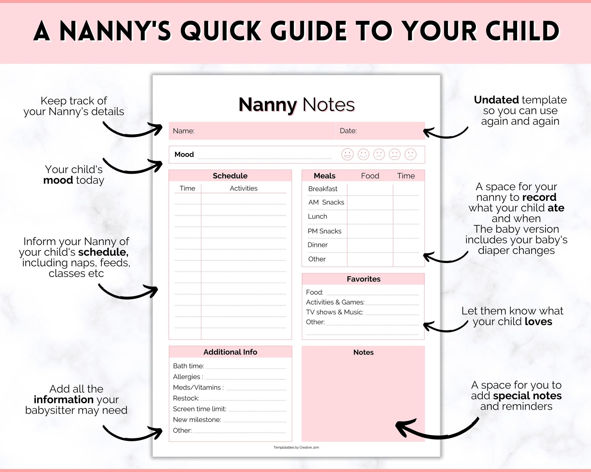 Nanny Checklist.pdf Nanny Schedule & Report Template for Baby | Babysitter Hiring Guide