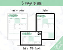 Load image into Gallery viewer, DAILY PLANNER Printable | To Do List Printable | Productivity Day Planner | Work Day Diary Insert Template &amp; Organizer | Green
