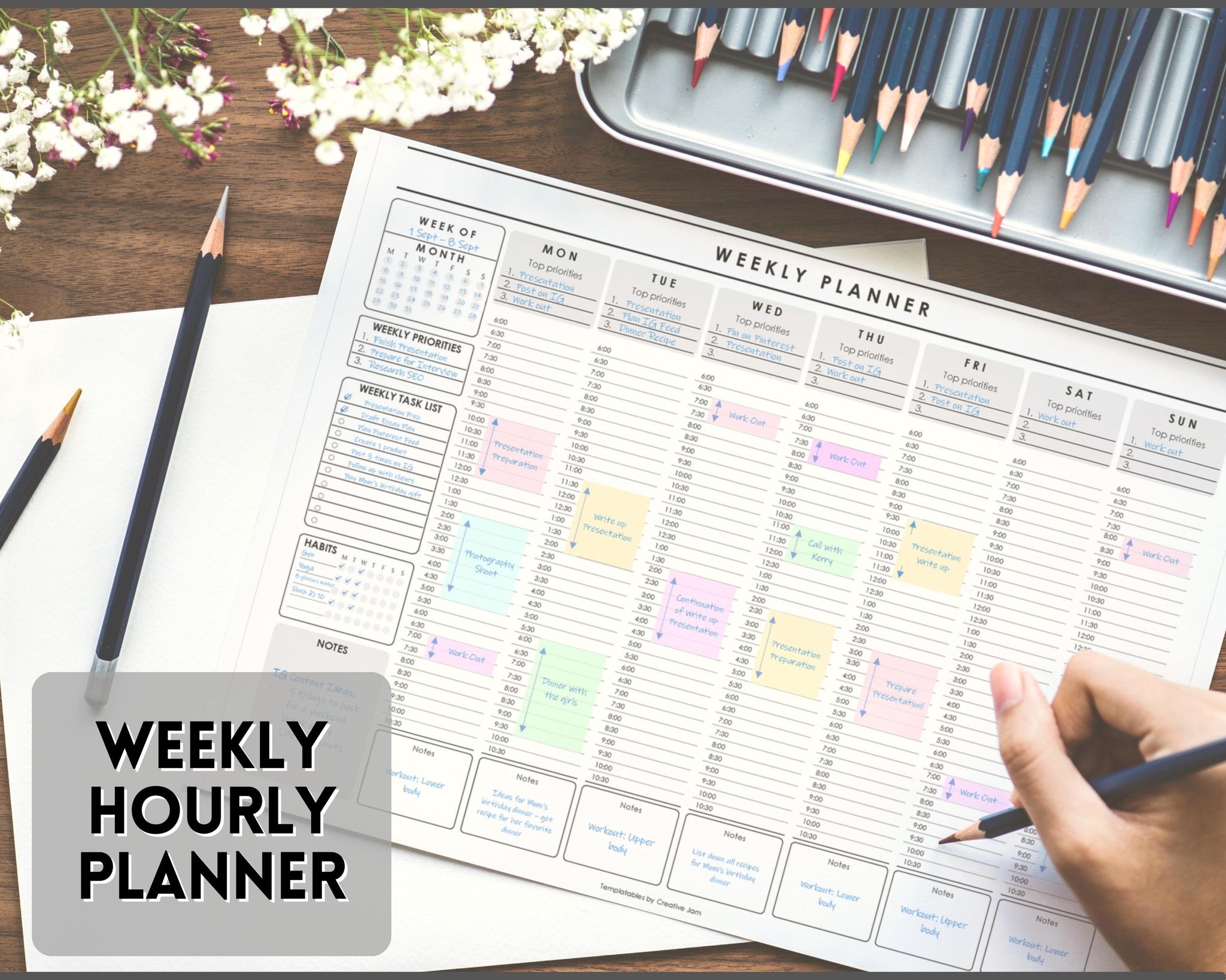 Happy Planner Printable 7x9.25 - with monthly tarot spread