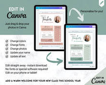 Load image into Gallery viewer, Meet the Teacher Template | Editable Introduction letter for Teachers | Green
