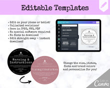 Load image into Gallery viewer, EDITABLE Candle Warning Label Template | Candle Care &amp; Fire Safety Instructions, Round Packaging Label Care Card, Candle Maker Seller | Type

