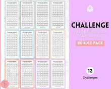 Load image into Gallery viewer, Mini Savings Challenge Printable BUNDLE | 12 Saving Trackers, Cash Envelope, A6 Saving Challenges | Pastel Rainbow

