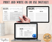 Load image into Gallery viewer, EDITABLE Recipe Card Template | Printable 4x6 Recipe Sheet Insert | Style 9

