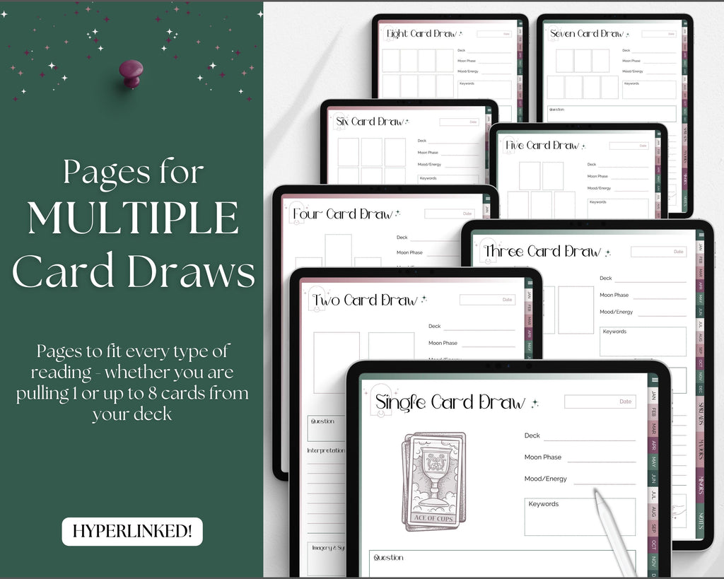 Undated Digital Tarot Journal, Tarot Planner, Tarot Card Workbook