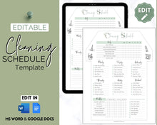 Load image into Gallery viewer, Editable House Shape Cleaning Schedule &amp; Housekeeping Checklist for House Chores | Green
