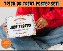 Load image into Gallery viewer, Halloween Trick or Treat sign | &#39;Please Take One&#39; Printable Candy Treat Poster | White
