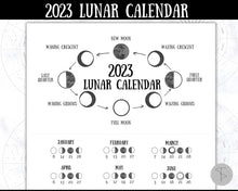 Load image into Gallery viewer, 2023 Lunar Calendar Printable - Moon Phases Astrology Calendar Wall Art | Farmhouse
