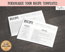 Load image into Gallery viewer, EDITABLE Recipe Card Template | Printable 4x6 Recipe Sheet Insert | Style 9
