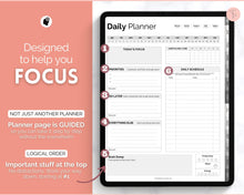 Load image into Gallery viewer, ADHD Digital Planner - Daily Planner for Neurodivergent Adults | Brain Dump Template, To Do List, Cleaning, Symptom Tracker for GoodNotes &amp; iPad | Mono
