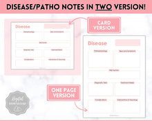 Load image into Gallery viewer, Nurse Student Notes Study Guide Bundle | Concept Map, Disease Template, Pharmacology, Pathophysiology, Med Surg, Drug Card | Pink &amp; Mono
