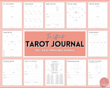Load image into Gallery viewer, Tarot Journal, 100+ Pg Printable Tarot Planner Workbook, Daily Card Reading, Tarot Spreads, Tarot Deck Notebook, Witch, Grimoire, Oracle | Mono
