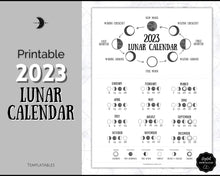 Load image into Gallery viewer, 2023 Lunar Calendar Printable - Moon Phases Astrology Calendar Wall Art | Farmhouse
