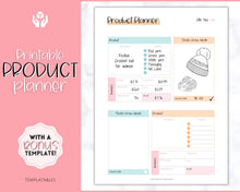 Load image into Gallery viewer, Product Planner Template Printable | Digital Small Business Product Planner | Colorful Sky
