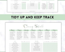 Load image into Gallery viewer, Editable Cleaning Schedule &amp; Housekeeping Checklist for House Chores | Green Eucalyptus Bundle
