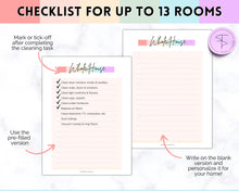 Load image into Gallery viewer, Cleaning Checklist, Printable Room by room Cleaning Cards | Family &amp; Kids Cleaning Schedule Planner &amp; Tracker | Pastel Rainbow
