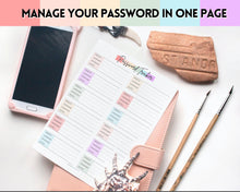 Load image into Gallery viewer, Password Tracker BUNDLE | 3 Printable Password Log &amp; Organizers, Password Keeper, Password Manager | Pastel Rainbow
