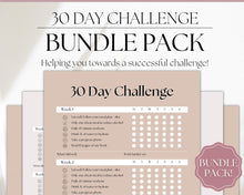 Load image into Gallery viewer, EDITABLE 30 Day Challenge Tracker | 30 Day Habit Tracker Printable, Weight Loss Journal, Fitness Planner | Lux
