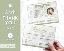 Load image into Gallery viewer, Airbnb Thank You Card for Hosts | Editable Welcome Card | Green
