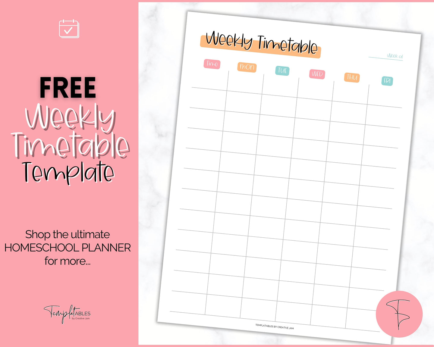FREE Weekly Timetable Printable, To Do List - Colorful