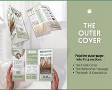 Load image into Gallery viewer, Airbnb Trifold Welcome Book Template | Editable Canva Welcome Guide for Vacation Rentals | Green
