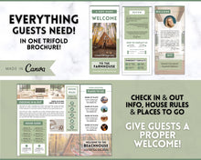 Load image into Gallery viewer, Airbnb Trifold Welcome Book Template | Editable Canva Welcome Guide for Vacation Rentals | Green
