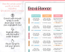 Load image into Gallery viewer, Colorful Meal Planner BUNDLE | Weekly Food Diary, Meal Tracker Printable, Daily Food Journal &amp; Grocery List | Colorful Sky
