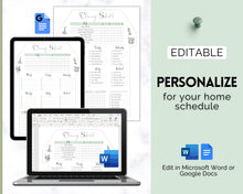 Load image into Gallery viewer, Editable House Shape Cleaning Schedule &amp; Housekeeping Checklist for House Chores | Green

