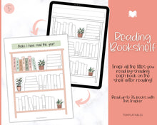 Load image into Gallery viewer, READING Journal Printable Book Tracker | Reading Challenge, Book Review &amp; Journal Template, Bookshelf Insert | Sky Mono
