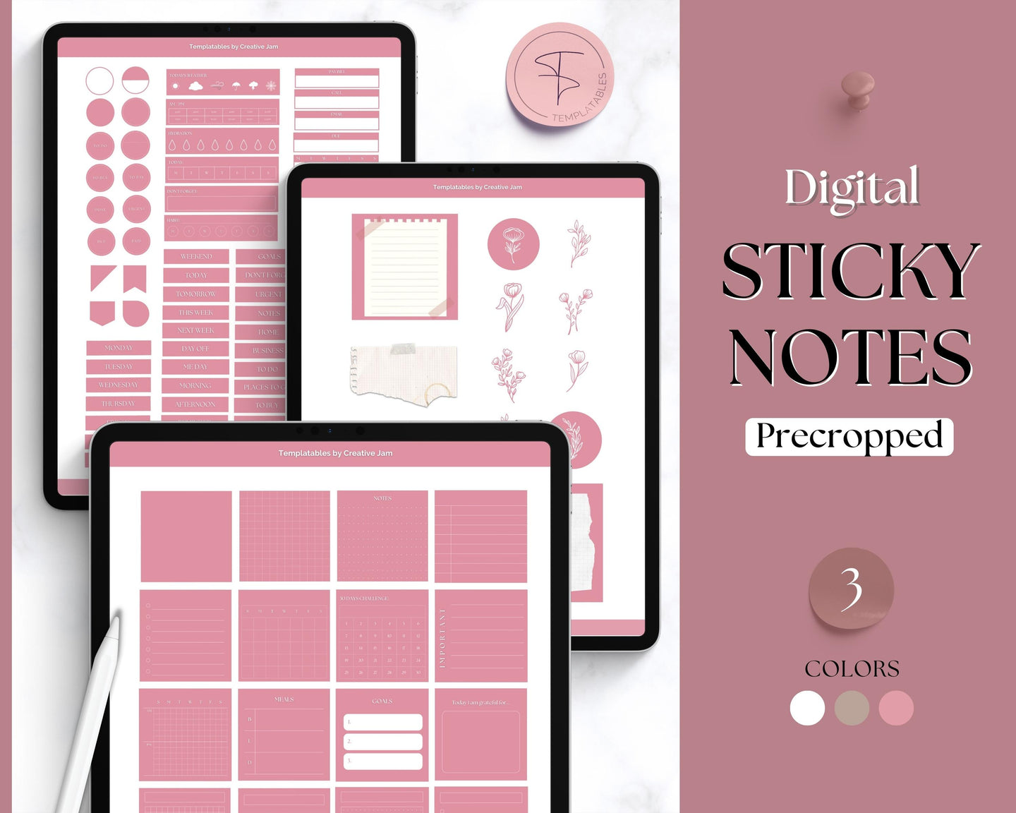 Everyday Digital Stickers Pack Bundle | 300+ Digital Sticky Notes, Post It Notes, Digital Planner Widgets | iPad Precropped GoodNotes PNGs | Bundle 2
