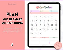 Load image into Gallery viewer, No Spend Challenge BUNDLE | Printable 30 day, 60 day, 90 day Savings Challenge &amp; Monthly Spending Tracker | Pastel Rainbow
