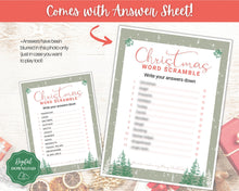 Load image into Gallery viewer, Christmas Word Scramble Game | Holiday Xmas Party Game Printables for the Family | Green
