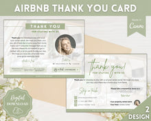 Load image into Gallery viewer, Airbnb Thank You Card for Hosts | Editable Welcome Card | Green
