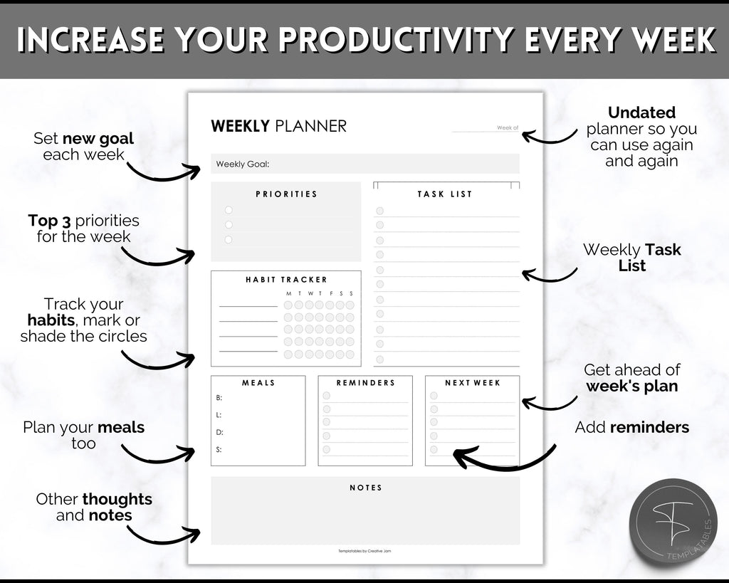 Week Table Editable EDITABLE Weekly Planner Templates | 2-Page Weekly Schedule 2023