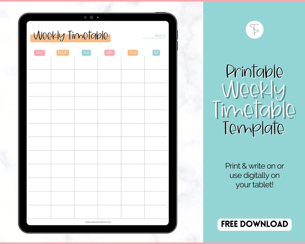 FREE Weekly Timetable Printable, To Do List - Colorful